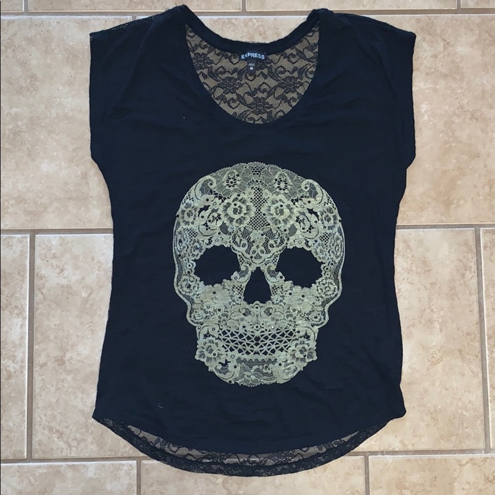Express Lace Skull Tee